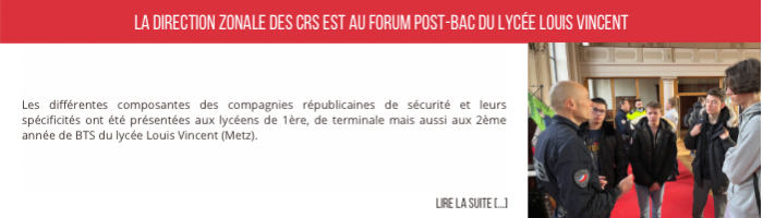 La direction zonale des CRS Est au forum post-bac du lycée Louis Vincent