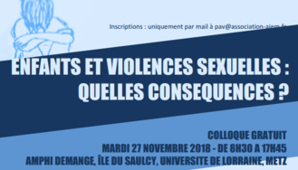 Colloque «enfants et violences sexuelles : quelles conséquences ? » le 27 novembre à Metz