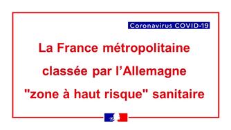 Vignette - La France métropolitaine et la Réunion classées par l’Allemagne "zone à haut risque" sanitaire