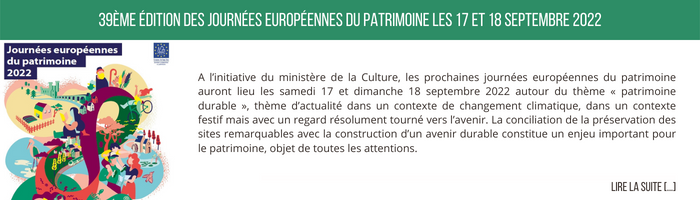 39ème édition des journées européennes du patrimoine les 17 et 18 septembre 2022