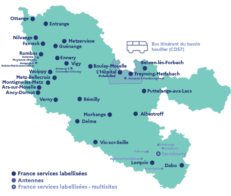 Carte des frances services en Moselle