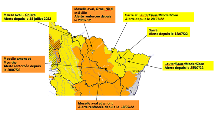 Carte - sécheresse Moselle 29-07-2022